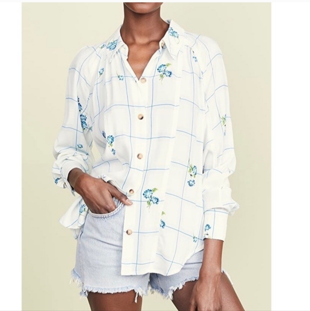 Free People Window To My Heart Top Size M Zinc White Combo